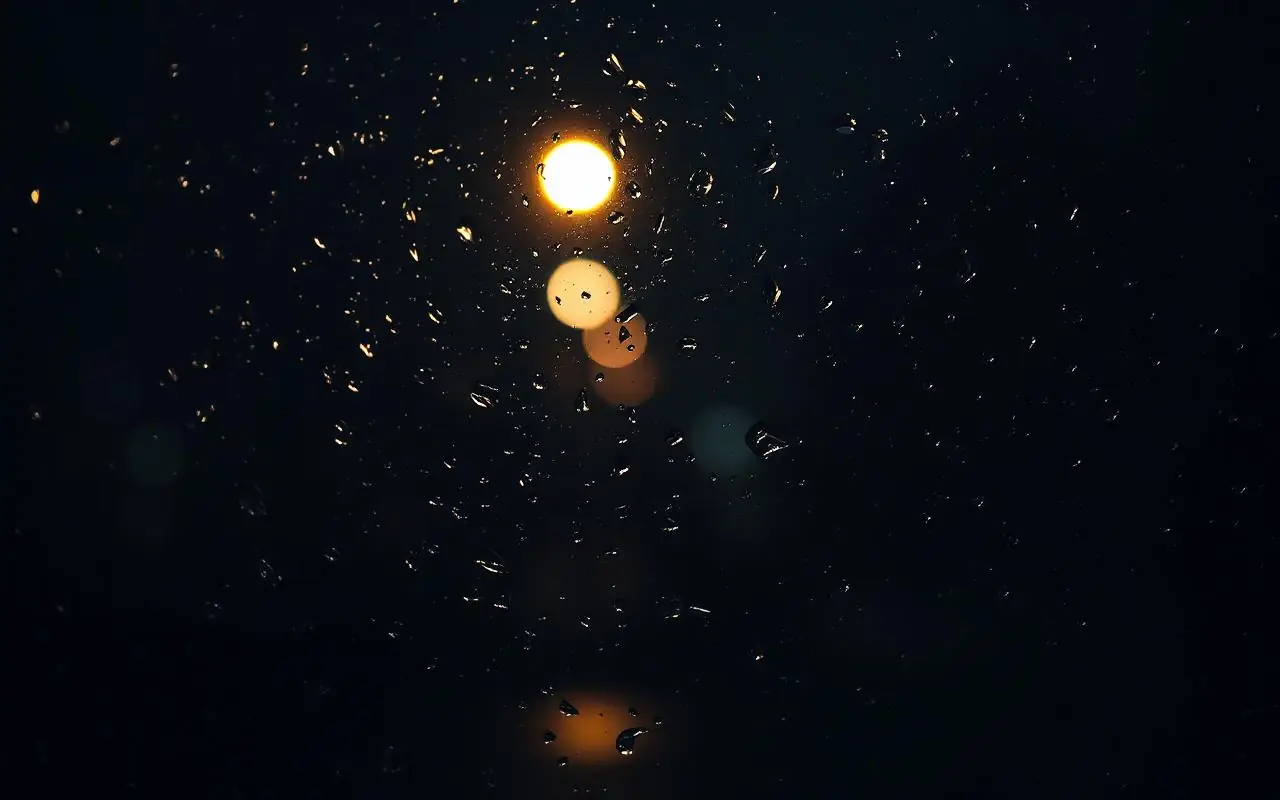雨に濡れた夜の窓